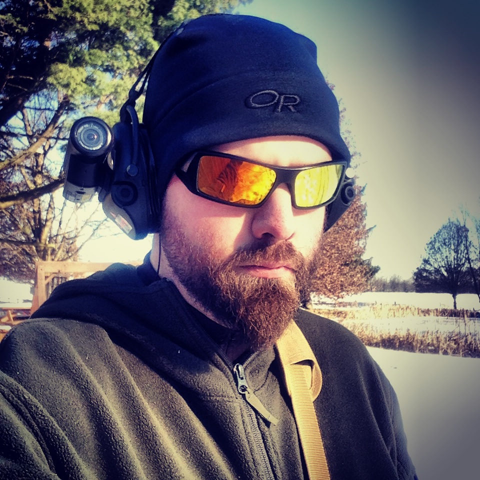 The Author/Host bundled up for day 1 of testing on his outdoor range. Wind is not your friend when shooting outside...